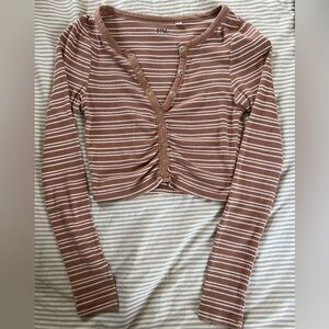 Pacsun Striped Long Sleeve Half Button Down